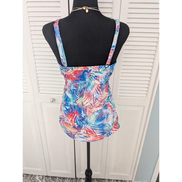 PINKBLUSH Maternity Halter Tankini Top Women's L Multi Blue Hawaiian Crisscross - Picture 9 of 14